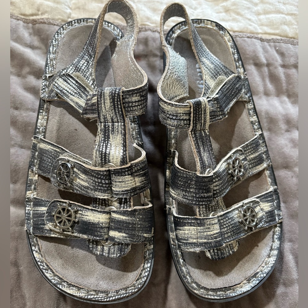 Alegria Black and Silver Strappy Sandals